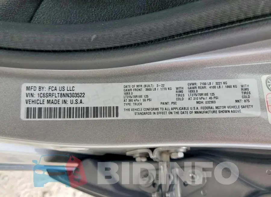 1C6SRFLT8NN303522 Photo# 13