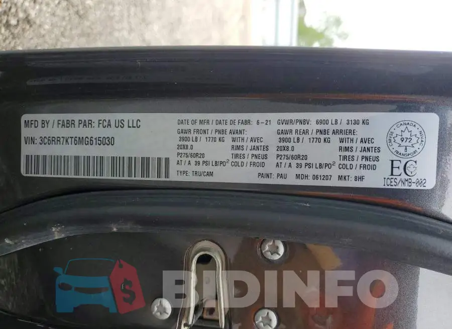3C6RR7KT6MG615030 Photo# 12