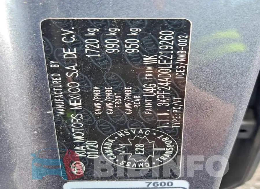 3KPF24AD0LE219260 Photo# 12