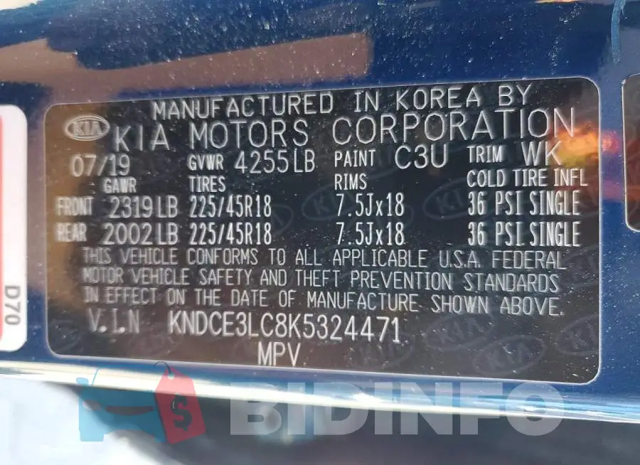 KNDCE3LC8K5324471 Photo# 12