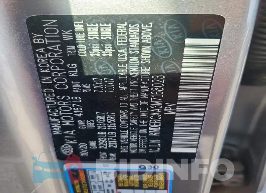 KNDERCAA3M7168023 Photo# 13