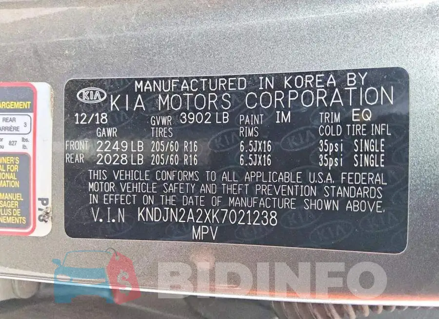 KNDJN2A2XK7021238 Photo# 12