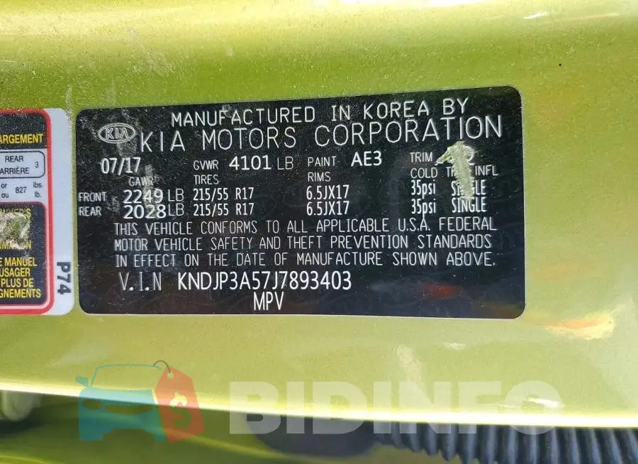 KNDJP3A57J7893403 Photo# 12