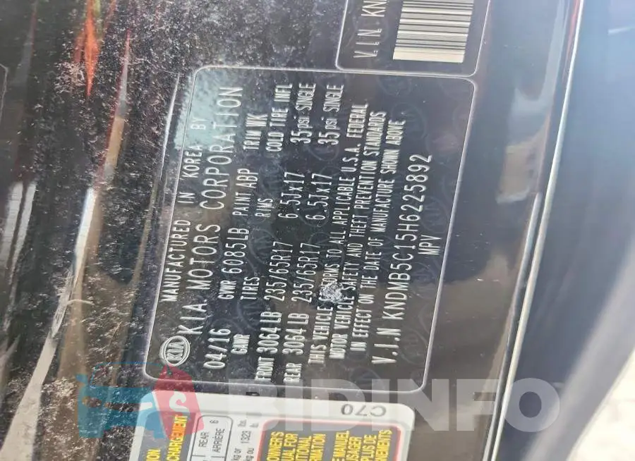 KNDMB5C15H6225892 Photo# 13
