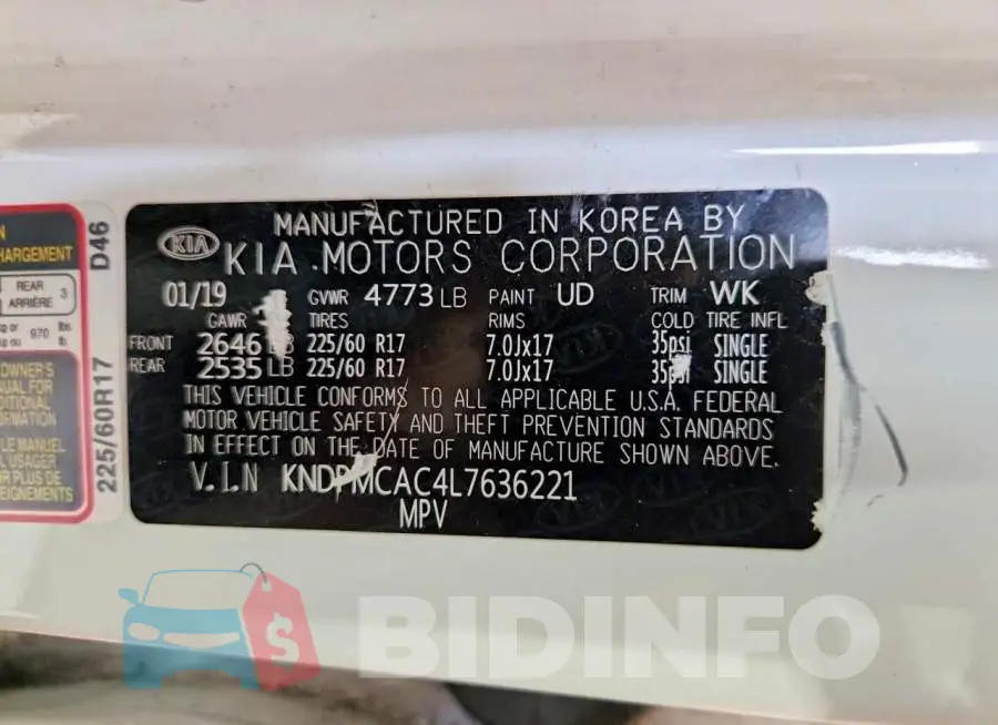 KNDPMCAC4L7636221 Photo# 13