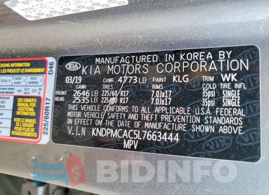 KNDPMCAC5L7663444 Photo# 12