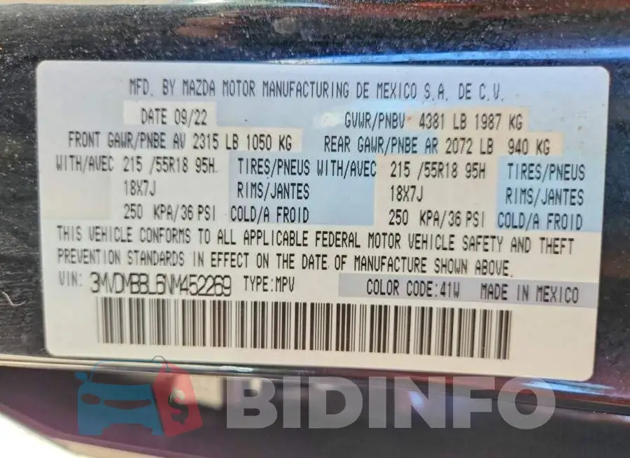 3MVDMBBL6NM452269 Photo# 13