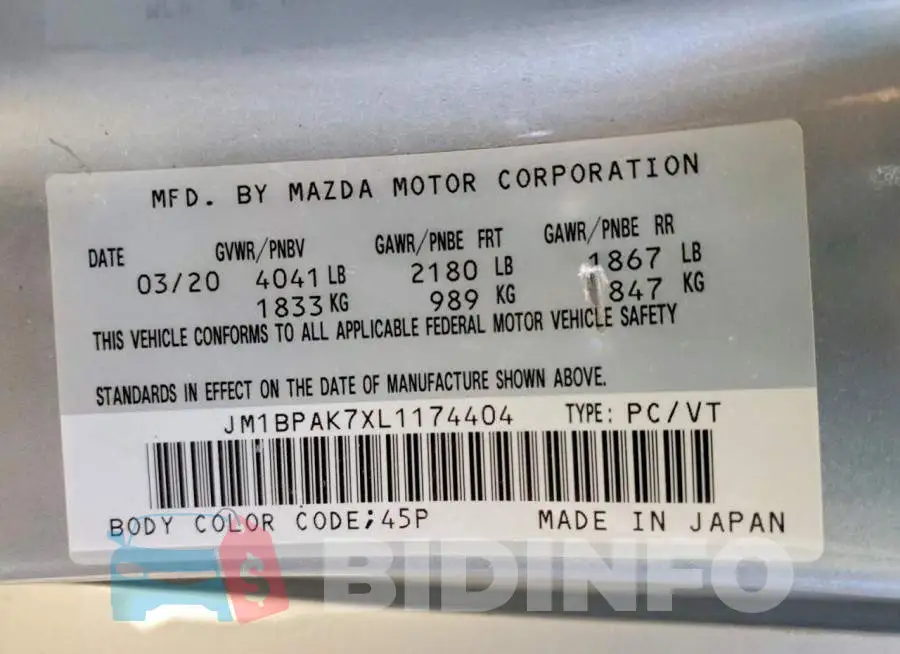 JM1BPAK7XL1174404 Photo# 12