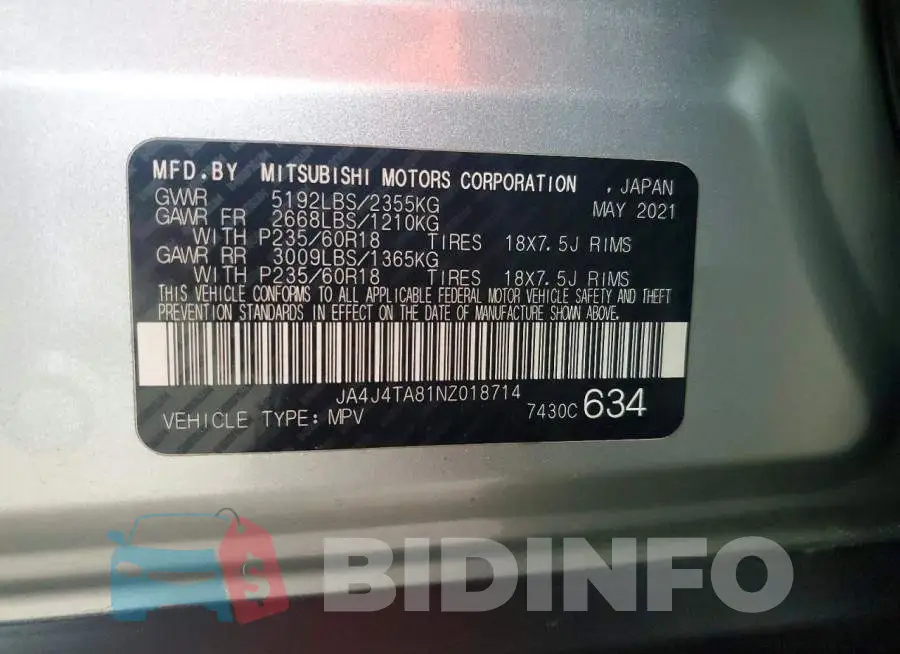 JA4J4TA81NZ018714 Photo# 12