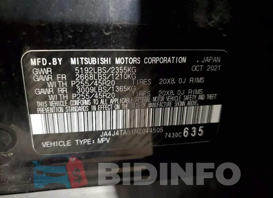 JA4J4TA81NZ044505 Photo# 13