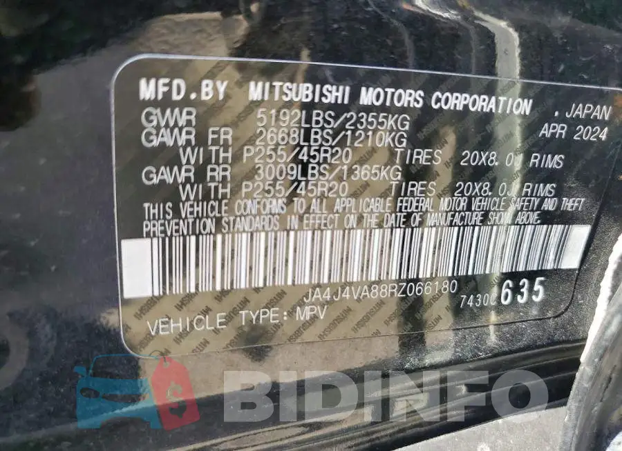 JA4J4VA88RZ066180 Photo# 13
