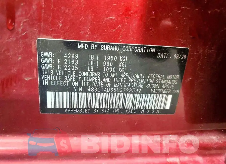 4S3GTAD65L3729592 Photo# 12