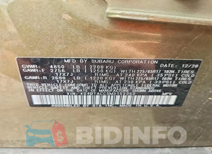 4S4BTACC5M3152352 Photo# 13