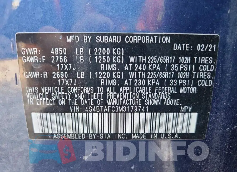 4S4BTAFC3M3179741 Photo# 13