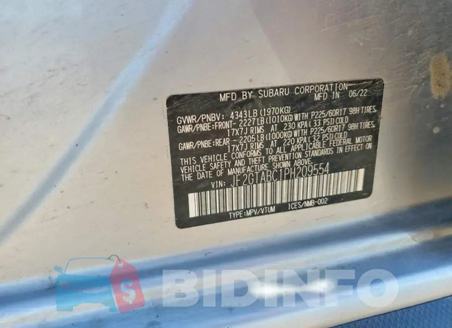 JF2GTABC1PH209554 Photo# 13