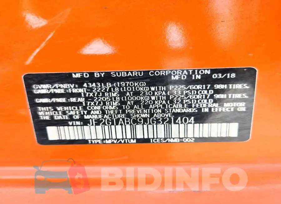 JF2GTABC9JG321404 Photo# 14