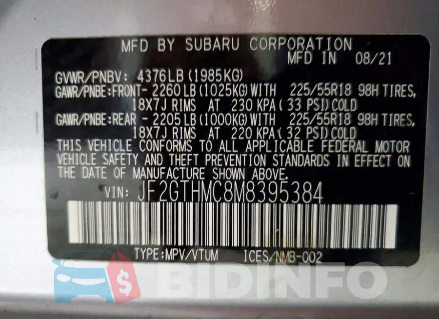 JF2GTHMC8M8395384 Photo# 12