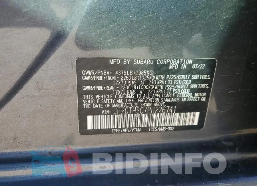JF2GTHSC7PH226741 Photo# 12