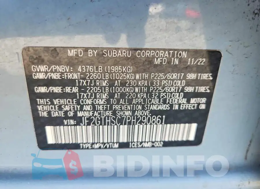 JF2GTHSC7PH290861 Photo# 12