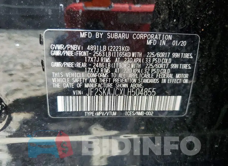 JF2SKAJCXLH504855 Photo# 13