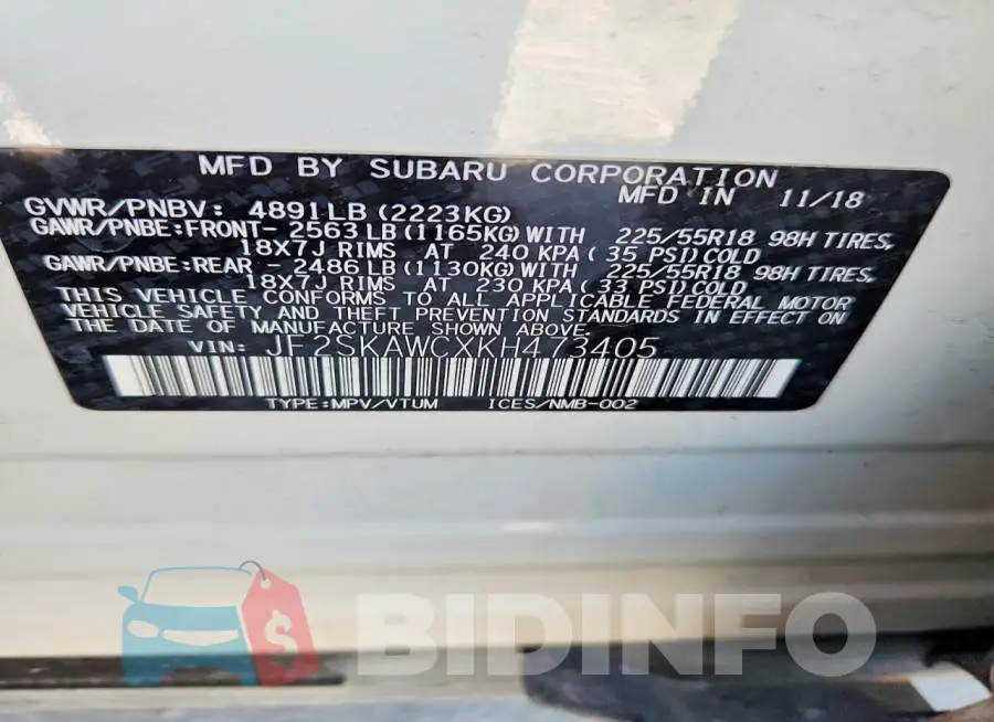 JF2SKAWCXKH473405 Photo# 12