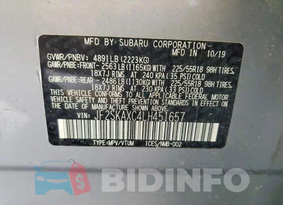 JF2SKAXC4LH451657 Photo# 13