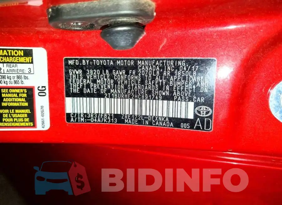 2T1BURHE2HC891749 Photo# 12