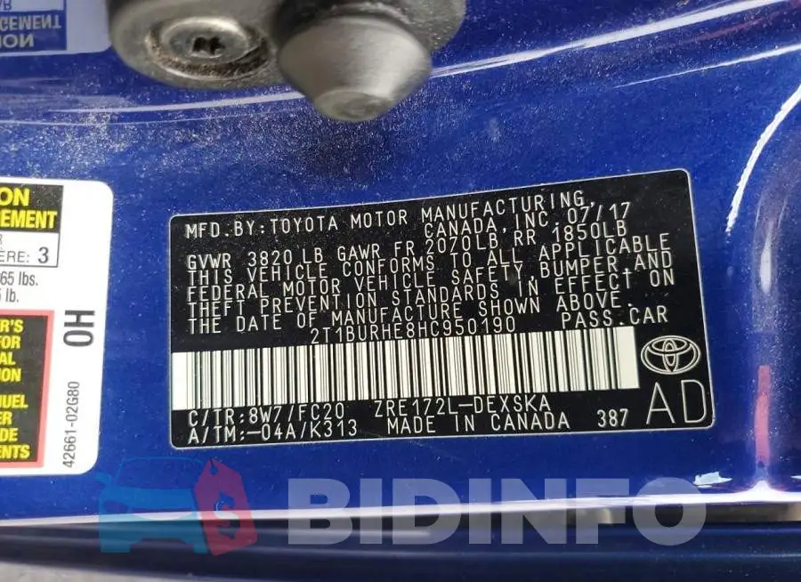 2T1BURHE8HC950190 Photo# 12