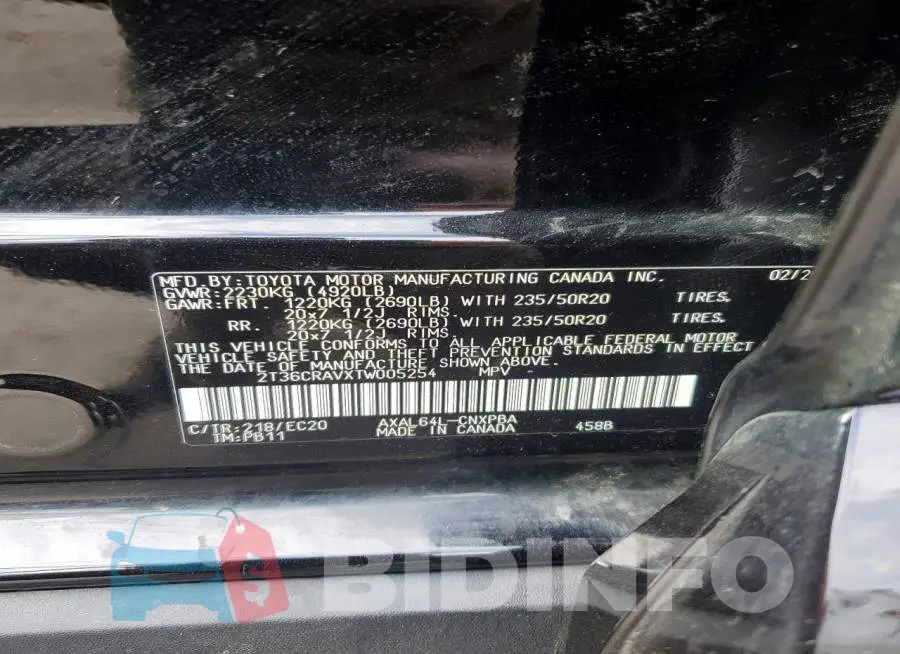 2T36CRAVXTW005254 Photo# 14