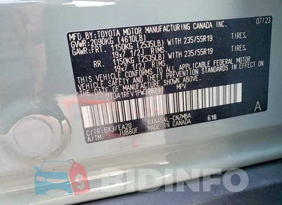 2T3A1RFV1PW388211 Photo# 13