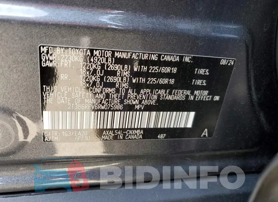 2T3B6RFV6RW075986 Photo# 14