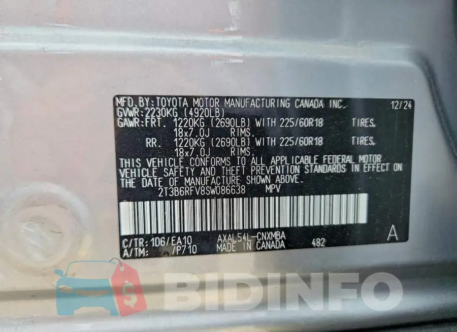 2T3B6RFV8SW086638 Photo# 13