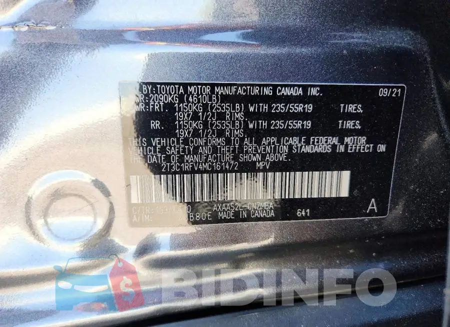 2T3C1RFV4MC161472 Photo# 13