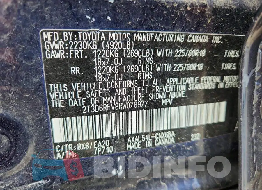 2T3D6RFV8RW078977 Photo# 13