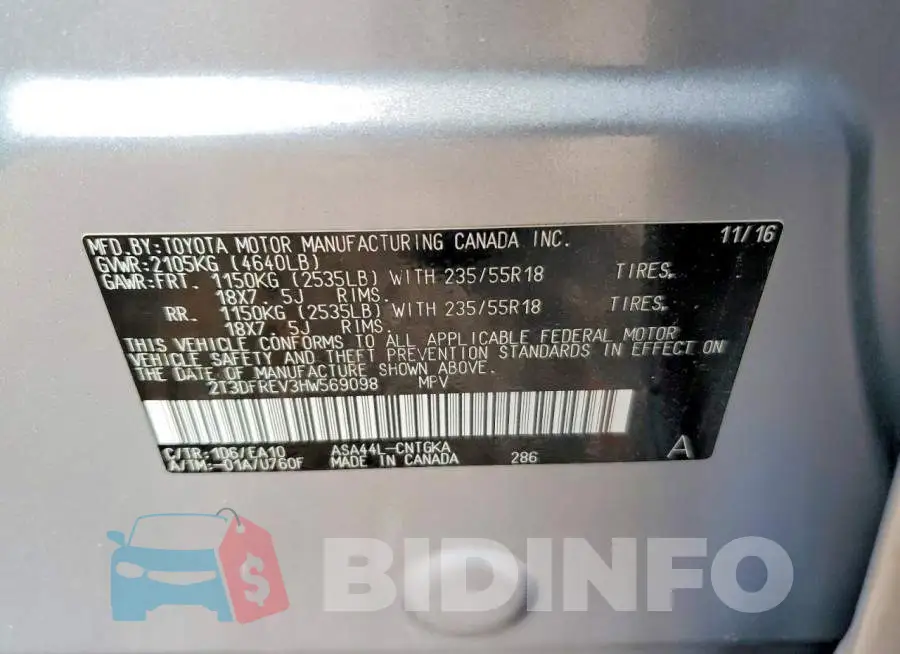 2T3DFREV3HW569098 Photo# 13
