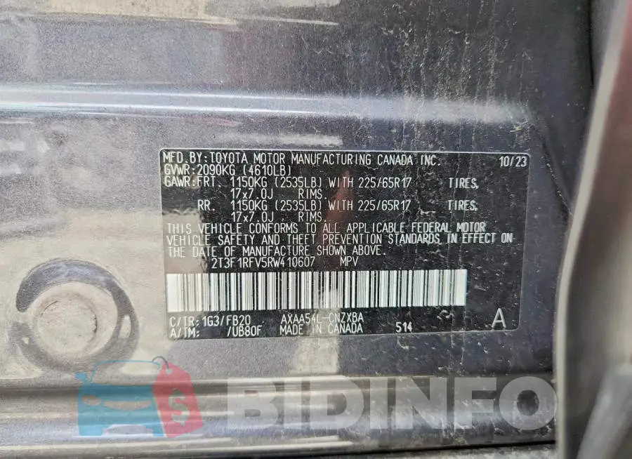 2T3F1RFV5RW410607 Photo# 13