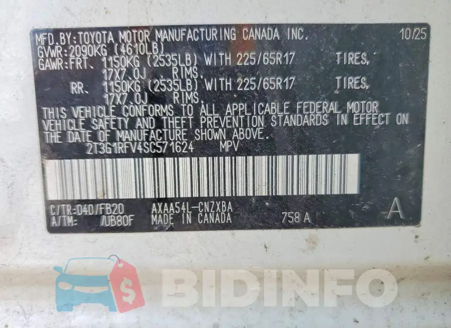 2T3G1RFV4SC571624 Photo# 13