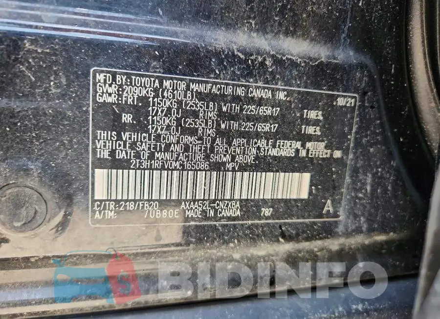 2T3H1RFV0MC165086 Photo# 12