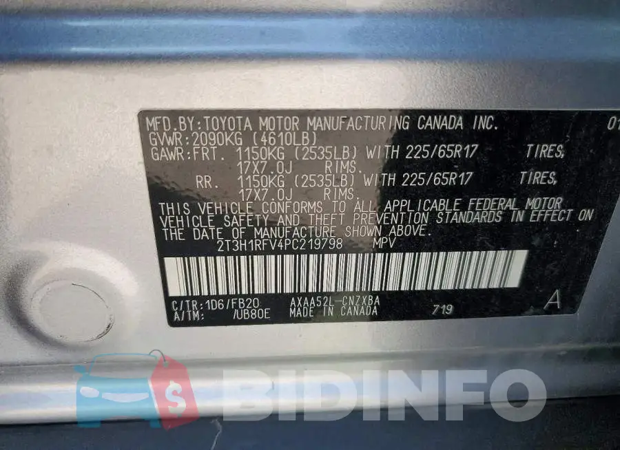 2T3H1RFV4PC219798 Photo# 13