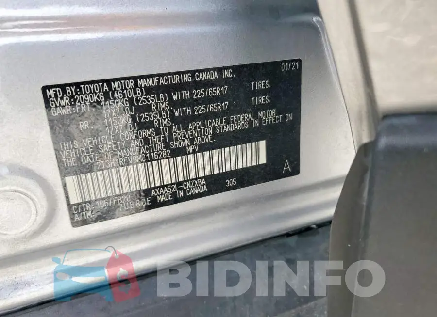 2T3H1RFV8MC116282 Photo# 12