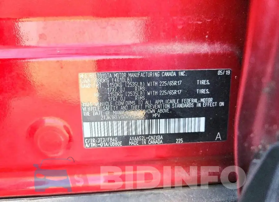 2T3K1RFV0KW032152 Photo# 13