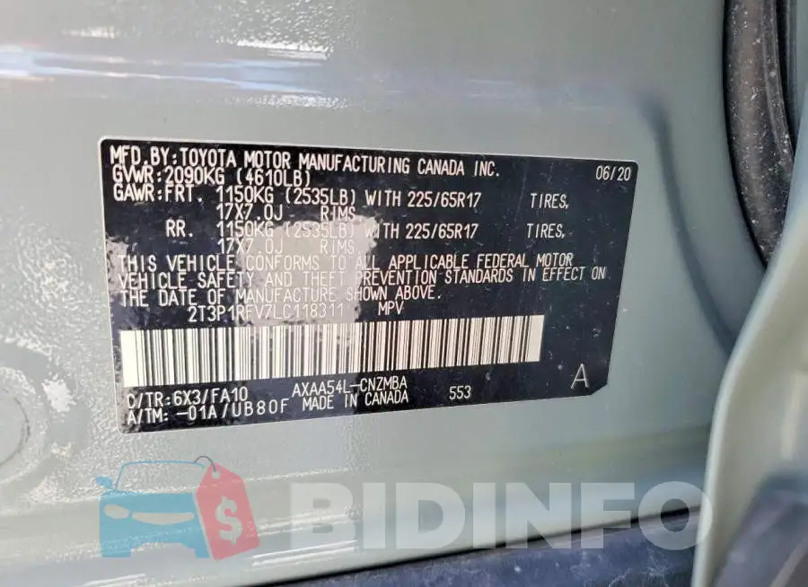 2T3P1RFV7LC118311 Photo# 13