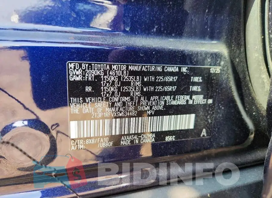 2T3P1RFVXSW634482 Photo# 13