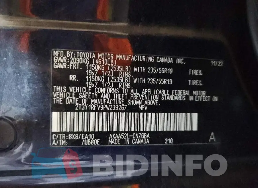 2T3Y1RFV9PW239267 Photo# 14