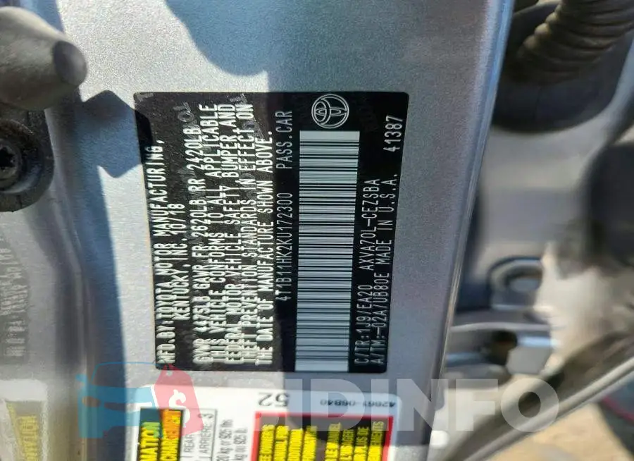 4T1B11HK2KU172300 Photo# 12