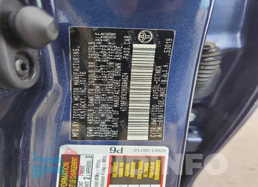 4T1BF1FK2HU684524 Photo# 12