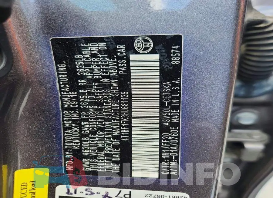 4T1BF1FK3HU681129 Photo# 13