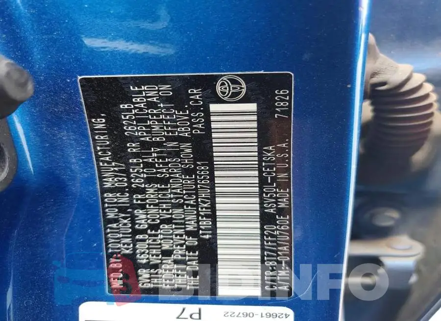 4T1BF1FK7HU765681 Photo# 12
