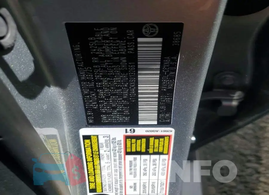4T1DAACKXSU132661 Photo# 13