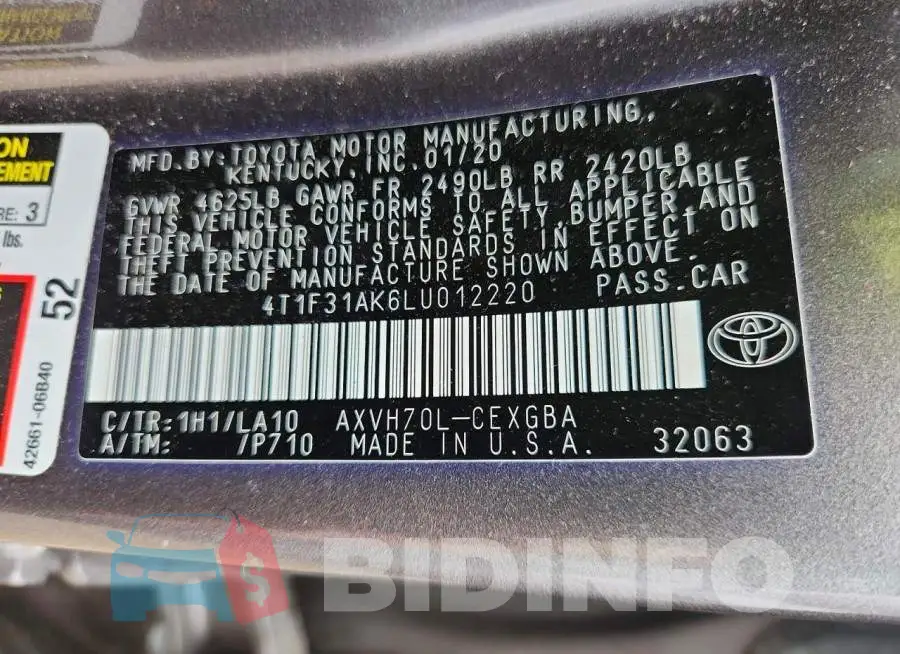 4T1F31AK6LU012220 Photo# 13